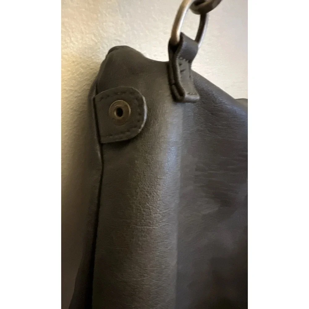 Antik Kraft Supple Faux‎ Leather Crossbody Hobo Bag Dark Charcoal Grey Zipper